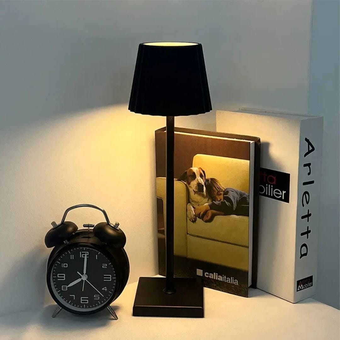 Luminária Móvel Touch de Mesa Aurora - Candeeiro e Abajur Earth 38cm Abajur - 0057 YuDome Preto 