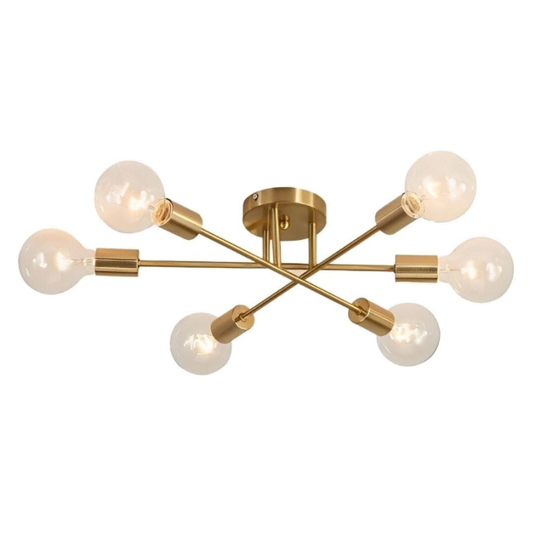 Lustre Luminária de Teto Sputnik Dourado (06 lâmpadas) Lustre - 0002 Conceito 