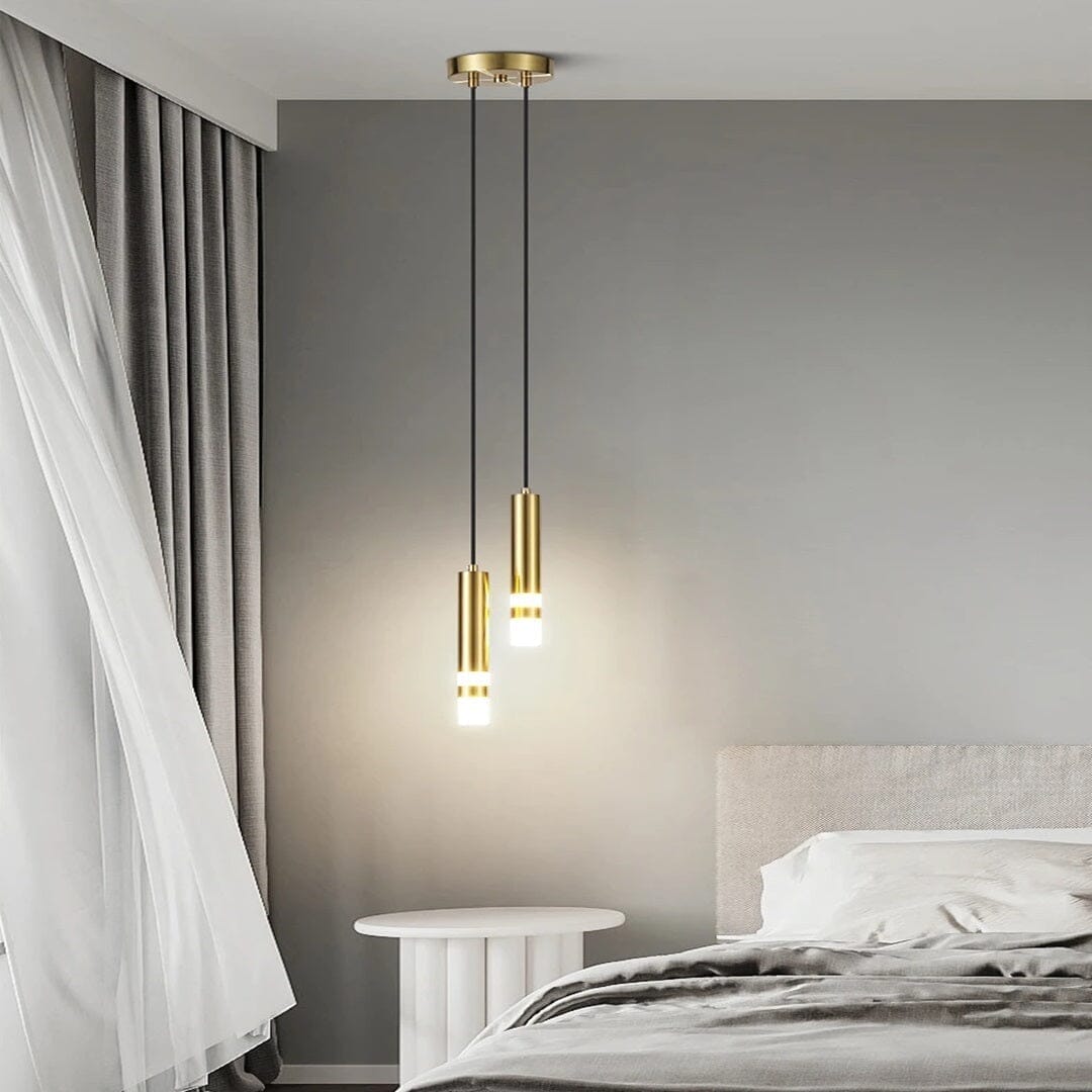 Dual Cylinder Black and Gold Pendant Light