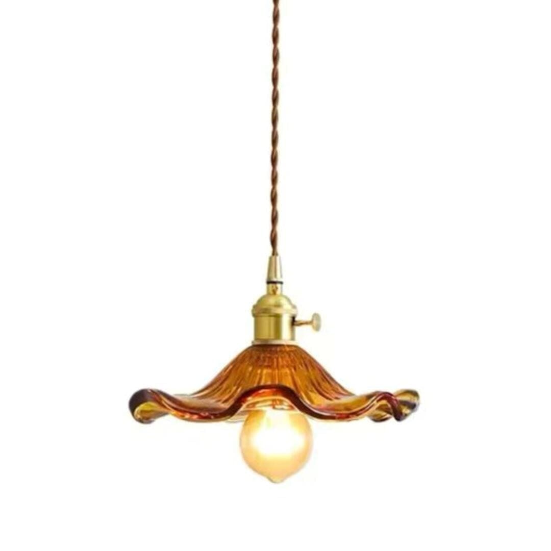 Lustre Pendente de Luxo Floral Vintage Retrô Pendente - 0044 YuDome Laranja 