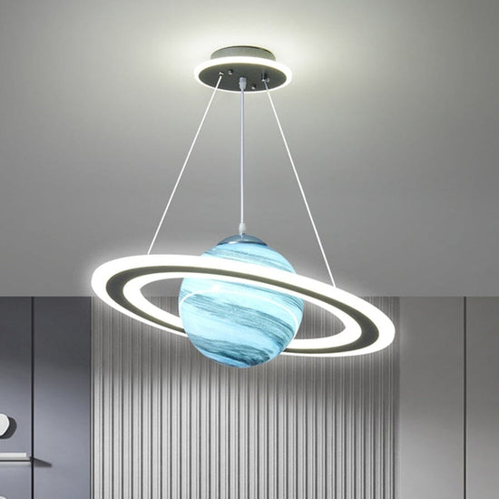Lustre Pendente Decorativo Saturno luzes projeto-150 Azul 