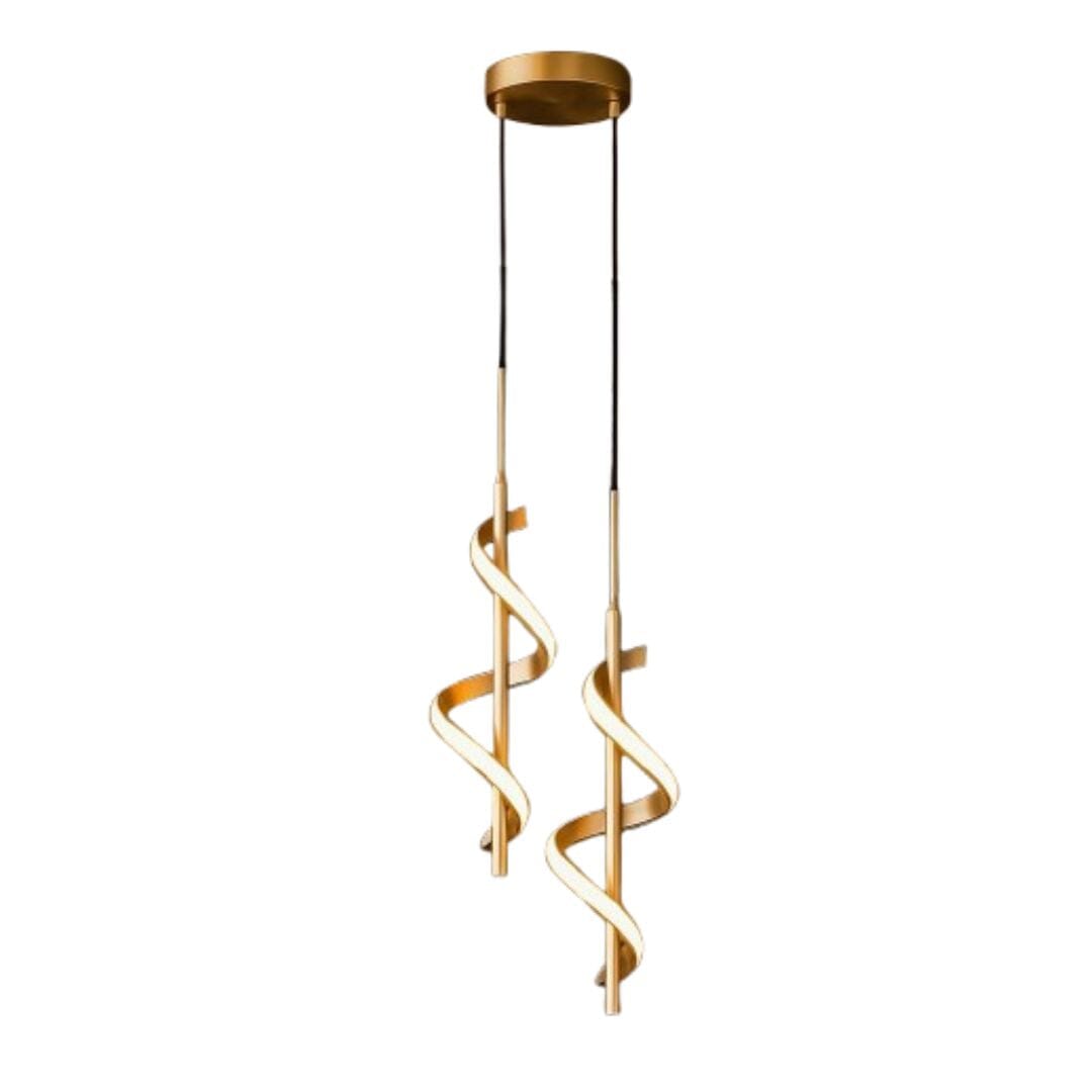 Lustre Pendente Duplo em Espiral Dourado de Led Pendente - 0033 Conceito 