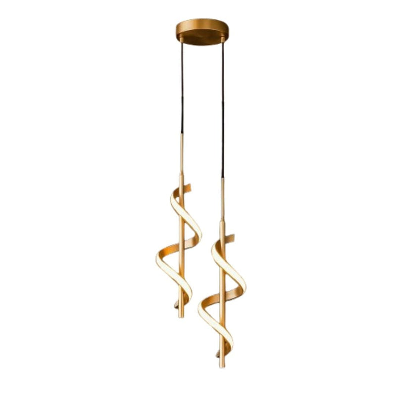 Lustre Pendente Duplo em Espiral Dourado de Led Pendente - 0033 Conceito 