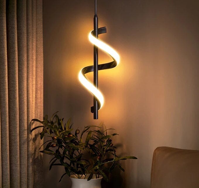 Black Spiral LED Pendant Light