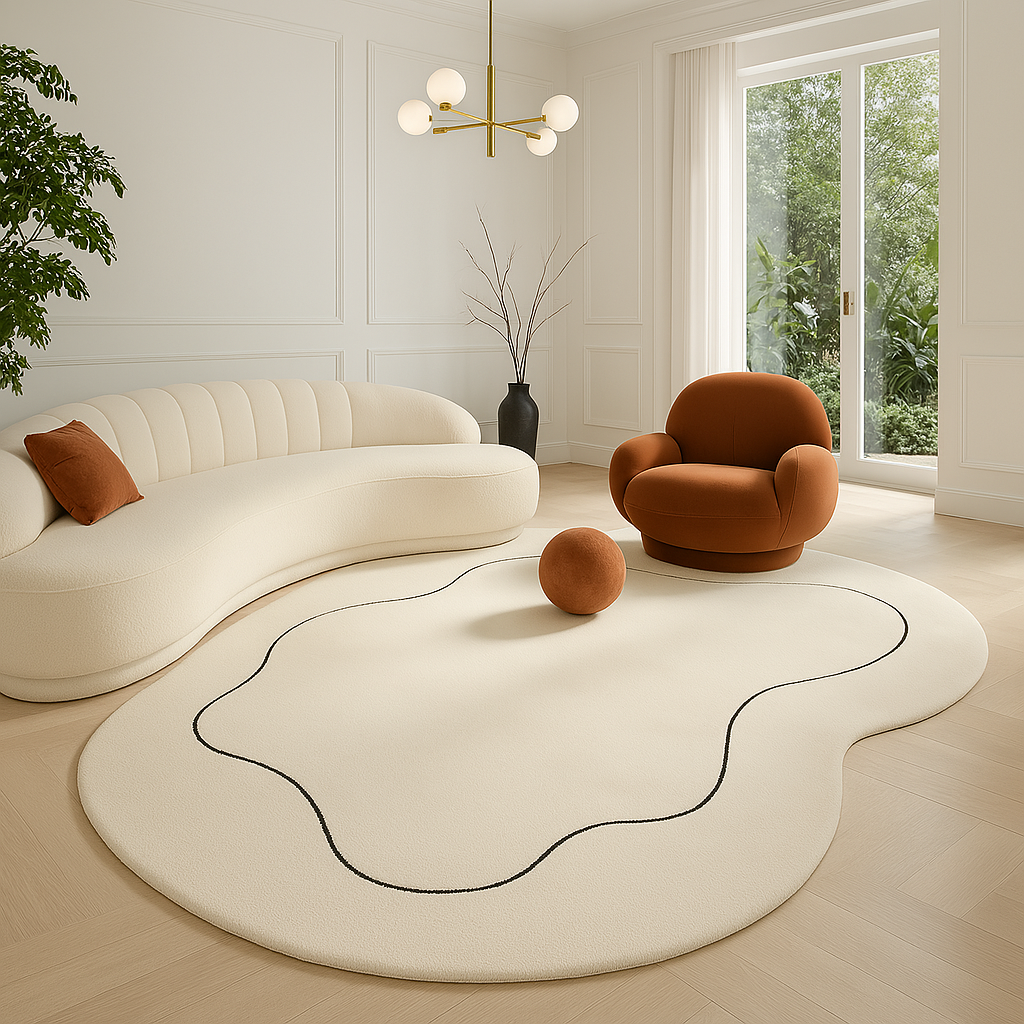 Modern Abstract Organic Rug – Lux Comfort Minimalist Design Living Room & Bedroom Decor