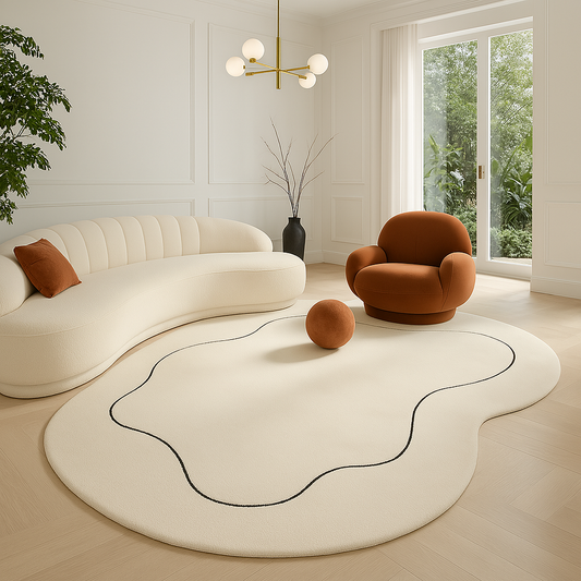 Modern Abstract Organic Rug – Lux Comfort Minimalist Design Living Room & Bedroom Decor