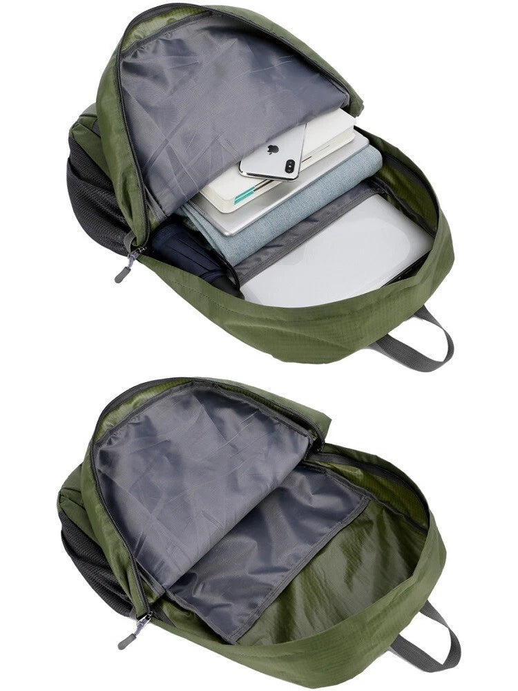 Foldable waterproof backpack for camping, hiking, lightweight travel unissex