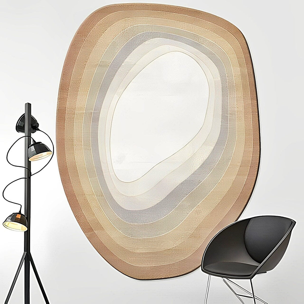 Tapete Decorativo Orgânico Abstrato Irregular para Sala - Desert Tapete - 0012 Conceito 